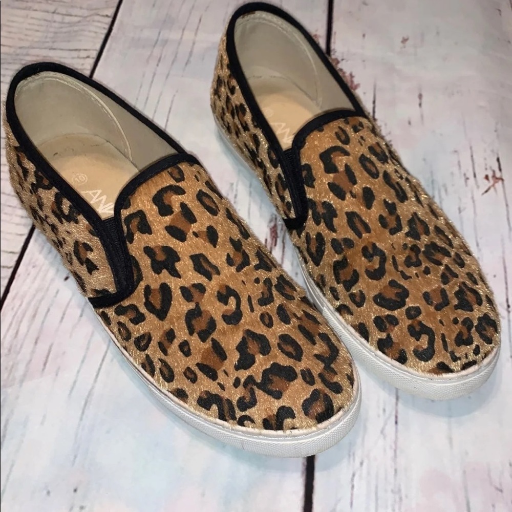 Leopard Faux Fur Slip Ons